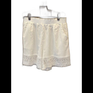 Boho Lace Trim Shorts Plus Sz  XL White Wide Elastic Waist Bohemian
Hippie Gypsy